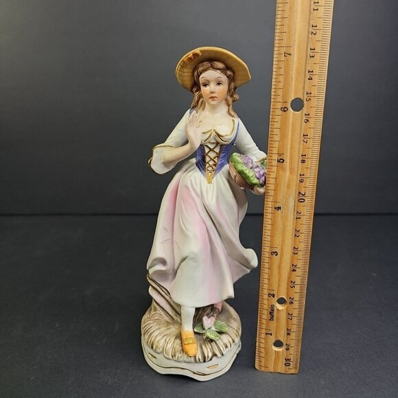 Porcelain Figure of Lady with Basket of Grapes 7" - Picture 9 of 10
